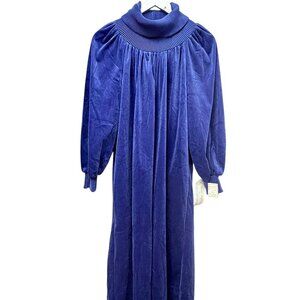 Dana Jeffries Vintage Velvet Robe Small Royal Blue Nightgown w/ Sample Tag Rare
